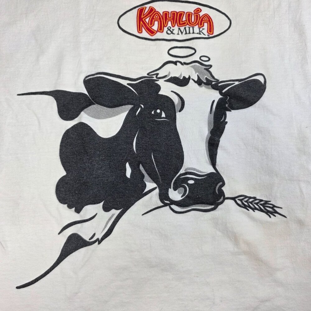 Vintage Kahlua & Milk Graphic Cow T-Shirt White Men's Large